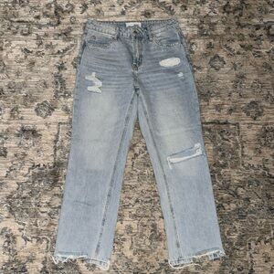 Vertvet distress straight jeans